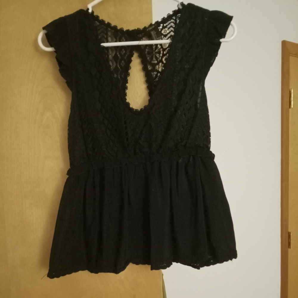 Forever 21 lace peplum back cut out top